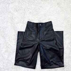 Zara black leather high waisted pants, wide leg